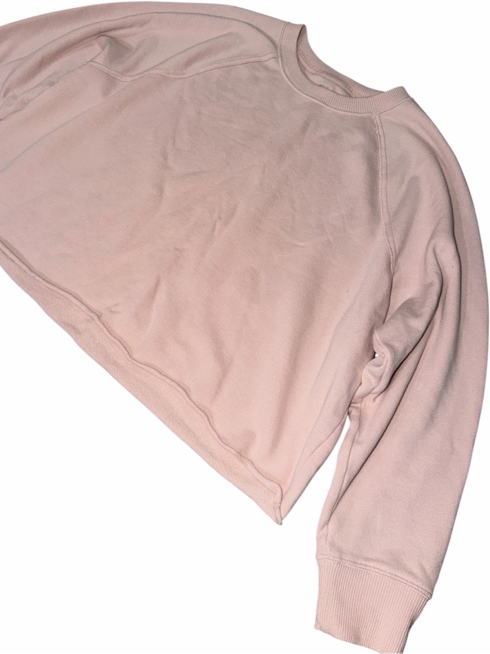 AERIE Lightweight Cropped Crewneck Sweatshirt in Soft Pink